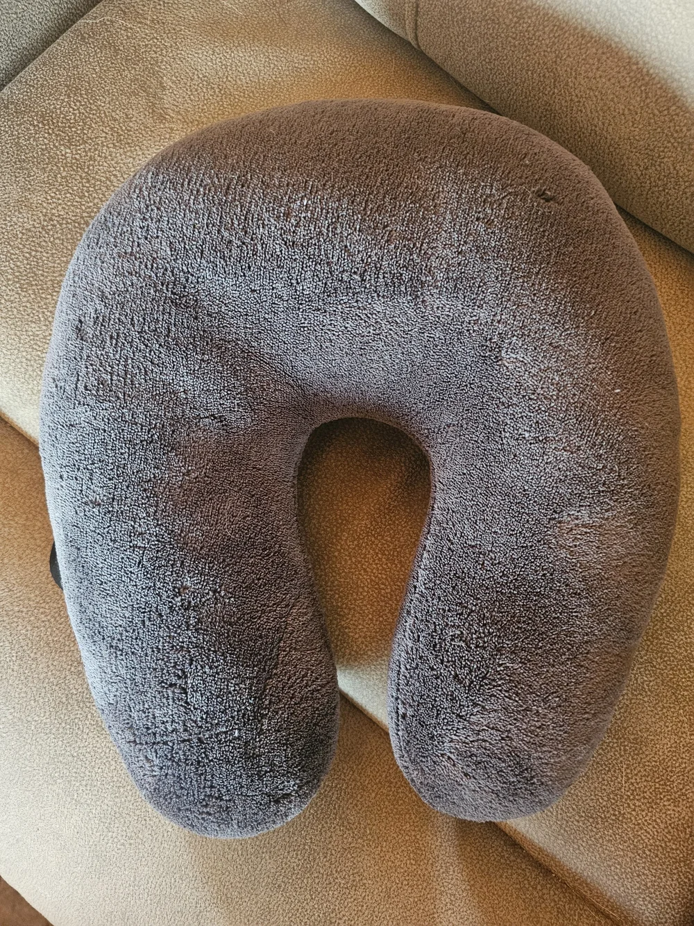 Plush Gray U-Shaped Travel Neck Pillow